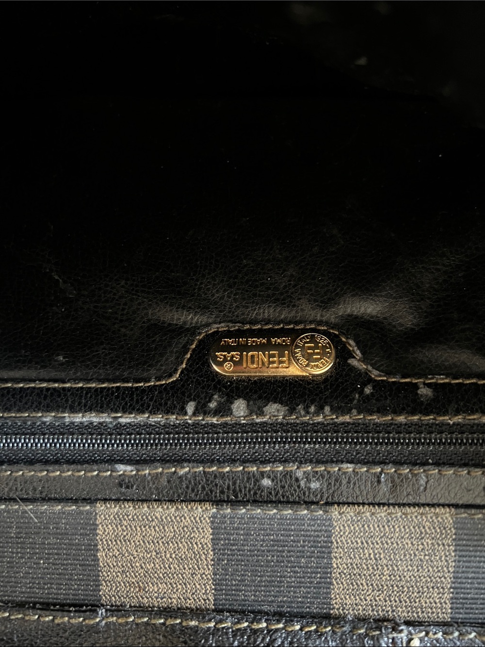 Fendi Striped Flap Crossbody - Black & Brown - Picture 3 of 5